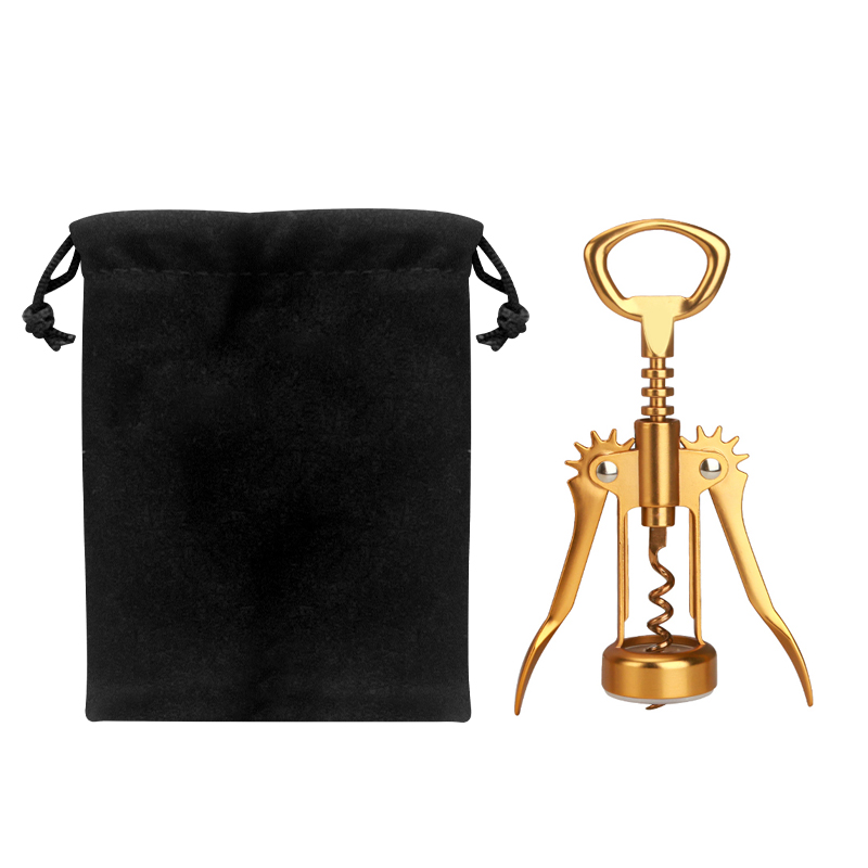 Kitchen Gadgets Gold - ダークゴールドワインオープナー、ウィングコルクスクリュー付き、黒色バッグ入り、ビールボトルオープナー、特別なキッチンアクセサリー、ワイン愛好家のためのDIYギフト