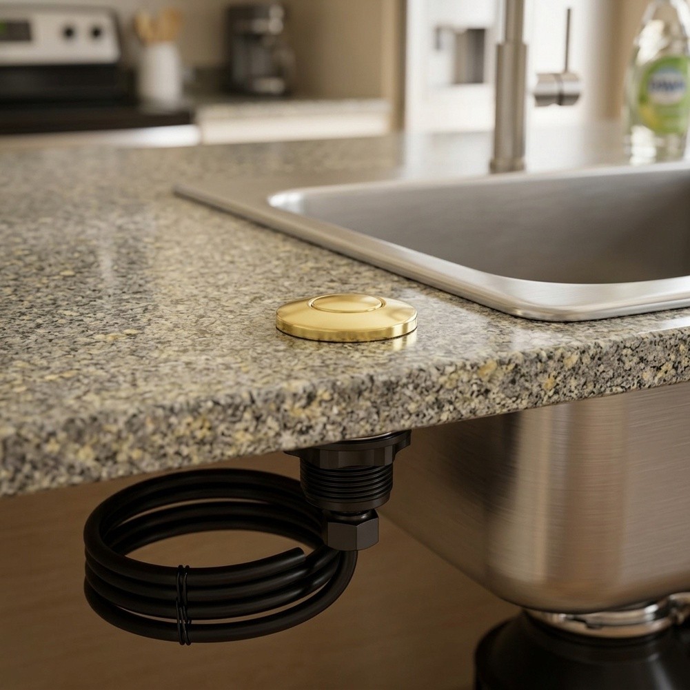 ステンレス製エアスイッチ式ゴミ処理機。キッチンシンク用。明る - Kitchen Gadgets Gold のレビューと価格