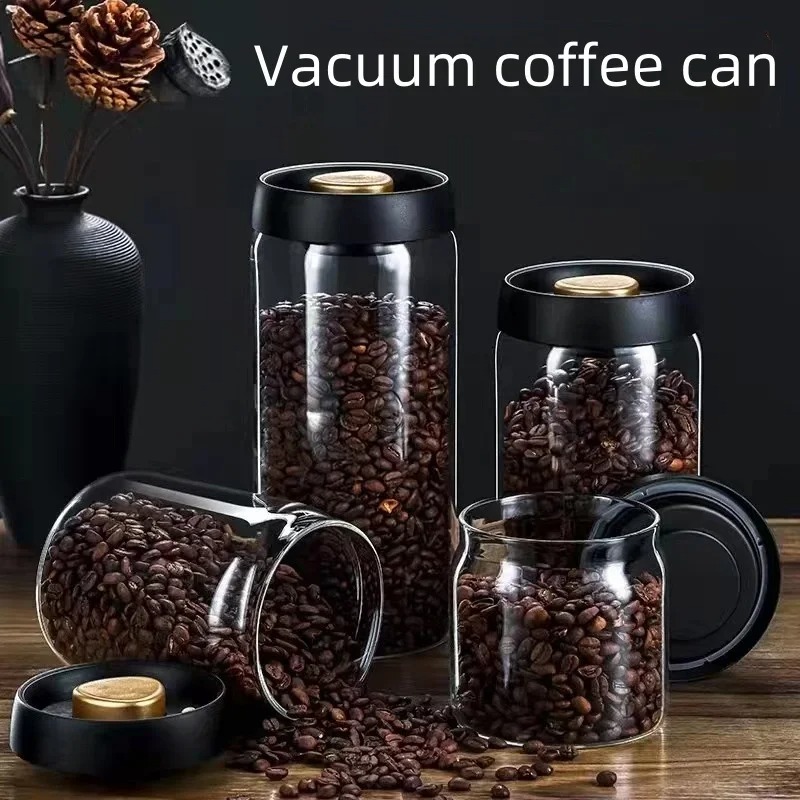 手動真空密閉コーヒージャー 高ホウケイ酸ガラス 防湿茶保存容 - Kitchen Gadgets Organizer のレビューと価格
